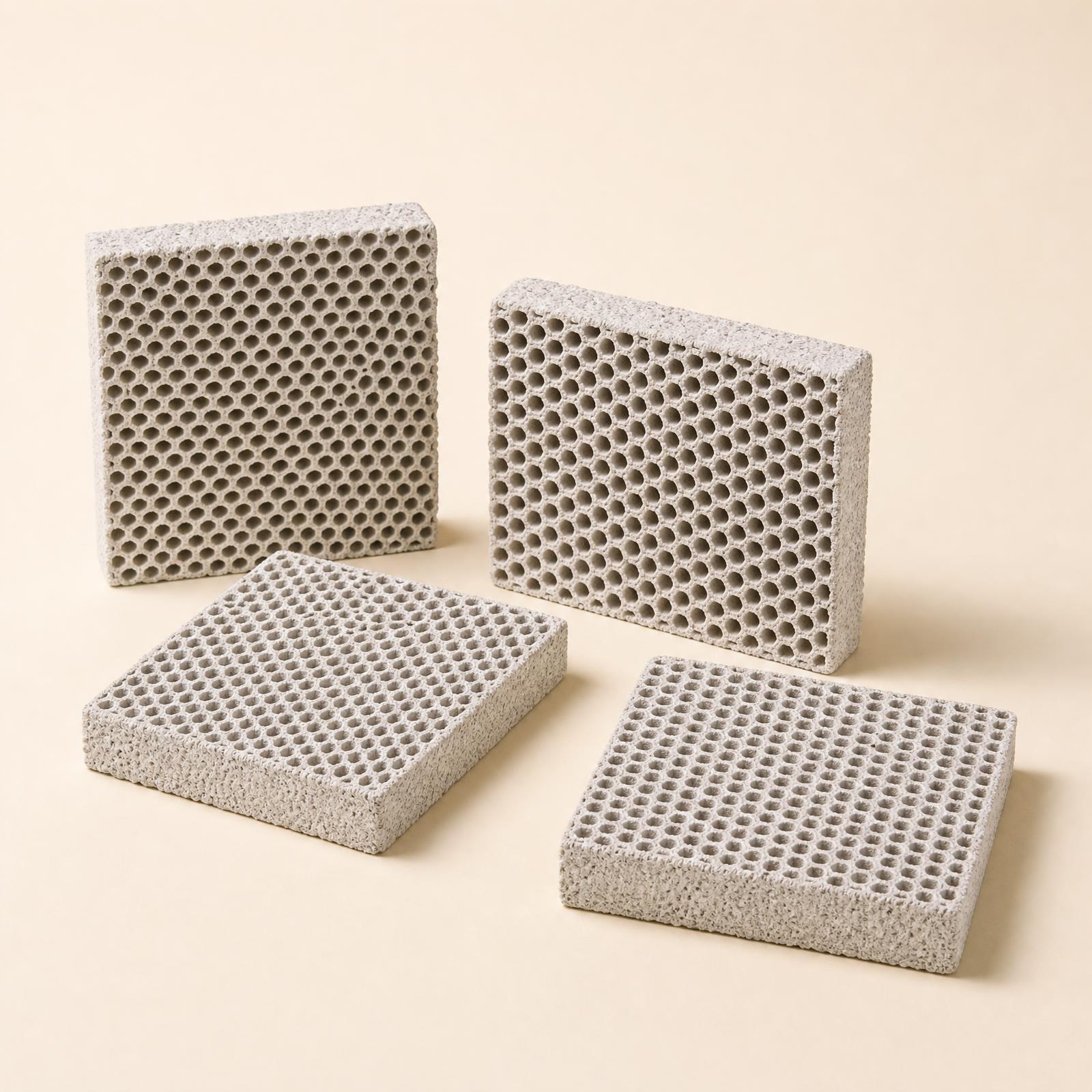 White ceramic foam filter showing its porous filtration structure